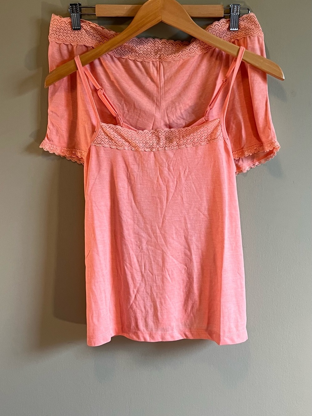 The Company Store Peach Lace-Trim Camisole & Shorts Set